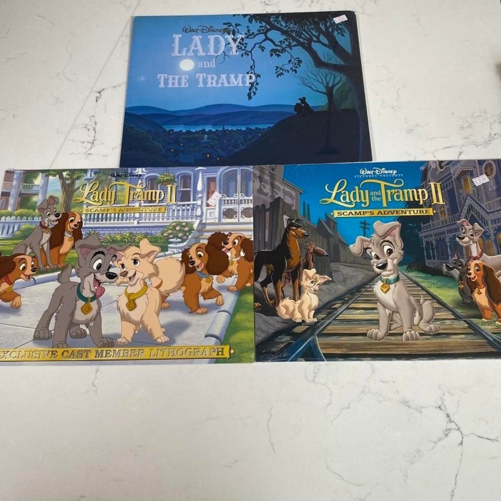 Disney Lady and the Tramp Lithograph Set of 3‎   Cast Member Exclusives